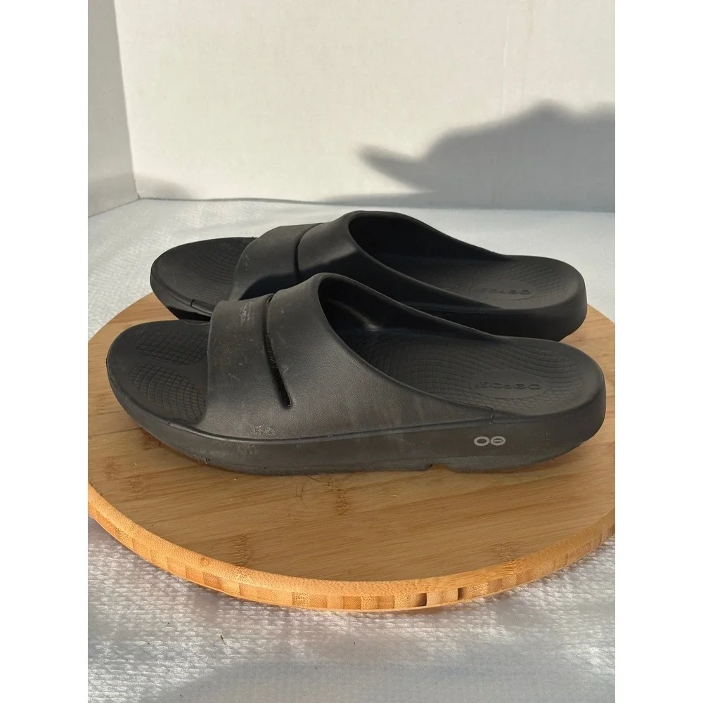 OOFOS OOahh Sport Slide Sandals Mens 11 Black Recovery Shoes M11 W13 EU 44